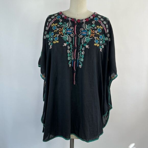 Johnny Was Tops - BIYA by Johnny Was boho embroidered poncho oversize cotton top